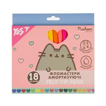 "Фломастери Yes 18 кольорів "Pusheen", амортизуючі" 650583 фото